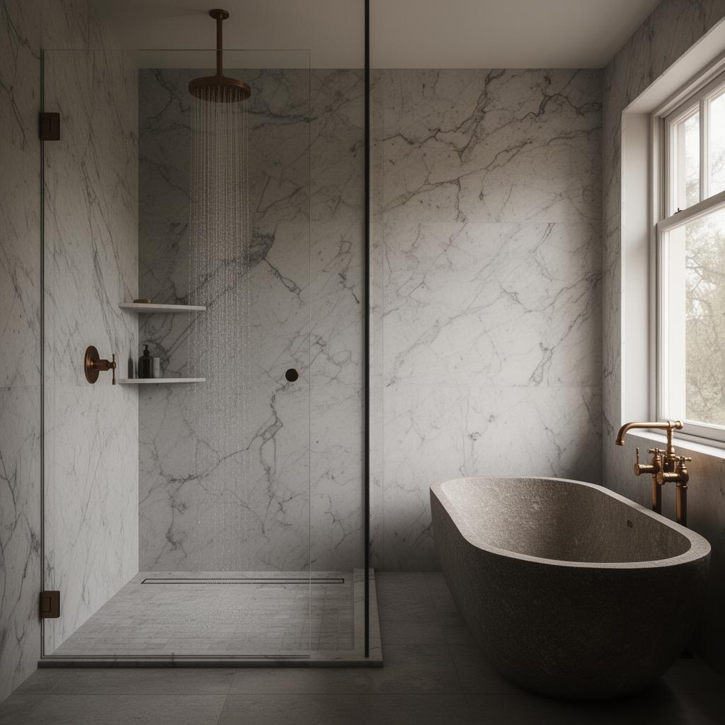 Marble bathroom remodel detail